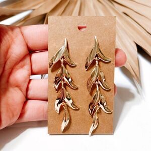 Gold leaf drop earrings #804